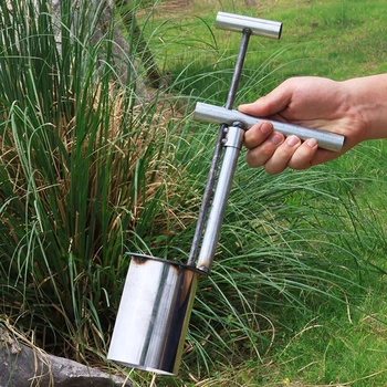 Trapiantatrice per piantine portatile Dispenser per semi per piantare in acciaio inossidabile Strumento per l'agricoltura di ortaggi da giardino 이 1