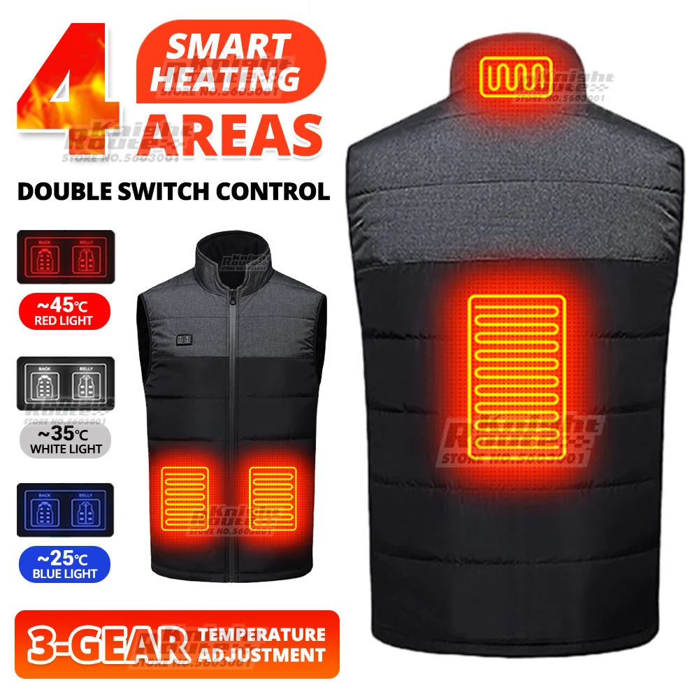 

4 Areas Self Heated Vest Body Warmer Women Men Warm Heating Jacket Heated Vest Thermal Hunting Winter Fashion Cycling Travel New