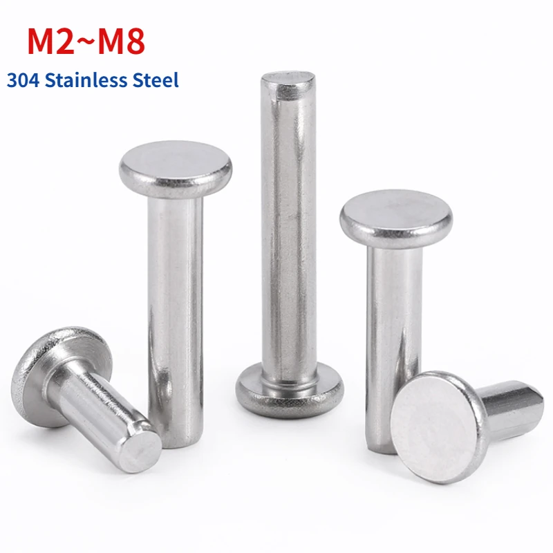 Description Picture 3 of itemA2-70 304 Stainless Steel Flat Round Head Solid Rivet Self Plugging Knock-on Rivet Nail Bolts M2 M2.5 M3 M4 M5 M6 M8 GB109