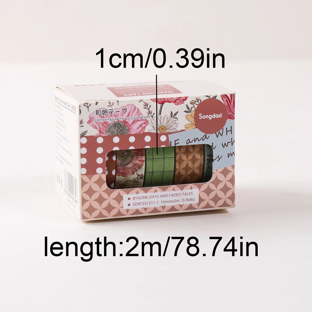 5롤/박스, 레트로 와시 테이프 세트, DIY 핸드북, 소품, 선물 포장 장식, 고급 장식 용품에 적합
