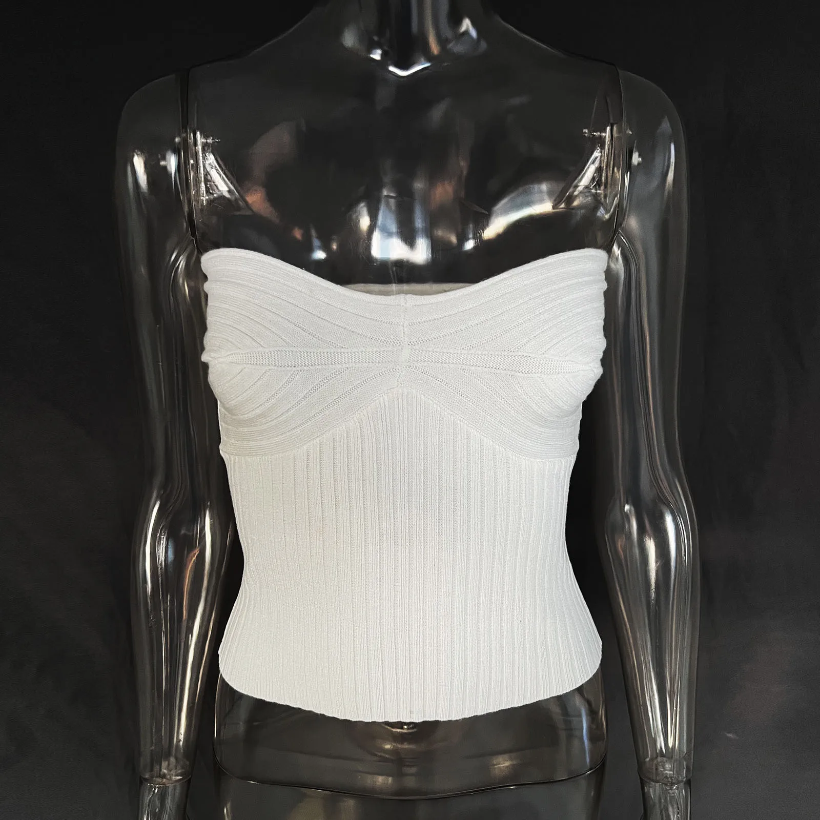 Knit Ribbed Backless Tank Top Women's Slim Summer Fashion Cropped Top High Street Elegant Knitwear Pullover Female Vest