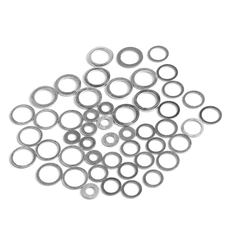 Aluminum Flat Washers M4-M26 Sealing Spacers Flat Ring Gasket Gasket Plug Oil Seal Fittings for Oil/Water/Fuel Connections 50Pcs