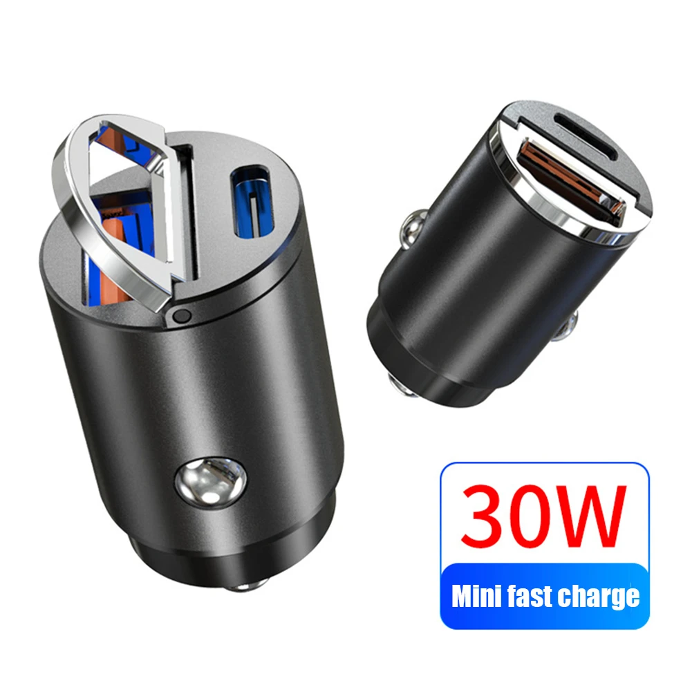 USB Fast Charger Mini QC 4.0 3.0 Quick Charge Type C PD Charger Adapter 30W PD+QC/PD+PD Car Charger For iPhone 12 Huawei Xiaomi quick charge usb c