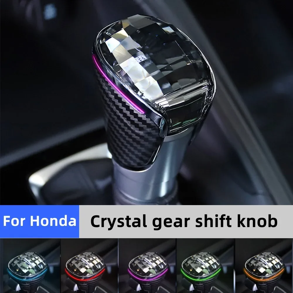 

Car Crystal Gear Shift Knob Lever Handle For Honda Accord 2018-2022 Civic Fit 2021 2022 CRV XRV 2023 With LED Atmosphere Light