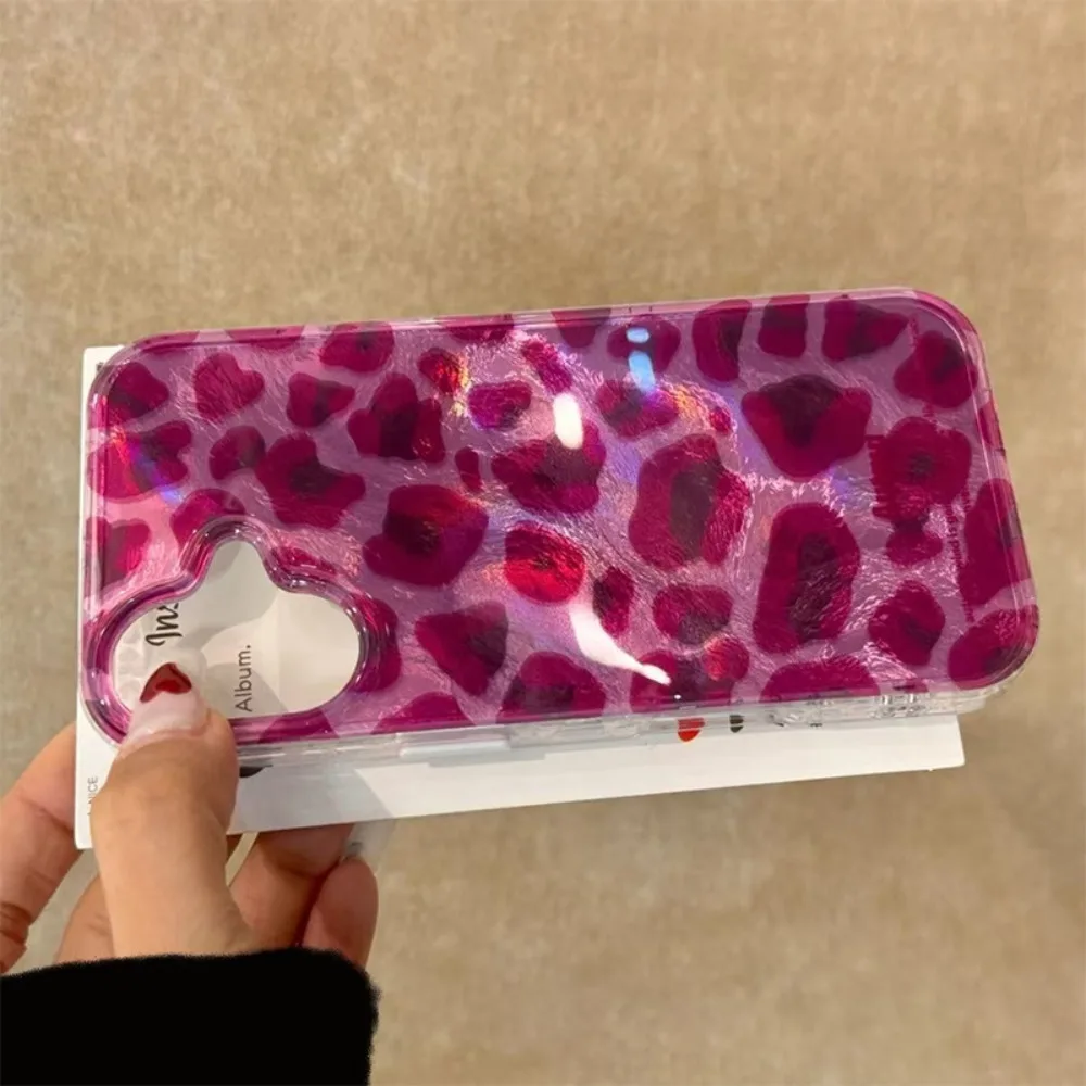 Purple Leopard Print Feather Texture Phone Case - Glacier Edition