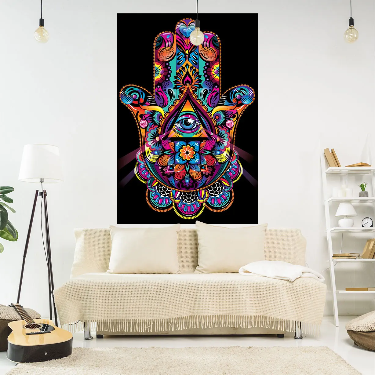 

QdDeco Psychedelic Eyes Tapestry Indian Buddha Meme Wall Hanging Rugs Bohemian Home Decoration Aesthetic Room Decorative