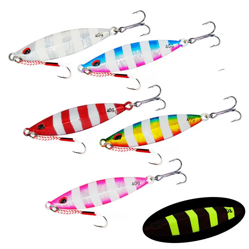 

40g Luminous 3d Luminous Artificial Iron Plate Bait Reusable Anti-rust Anti-corrosion Slow Shake Fishing Lure