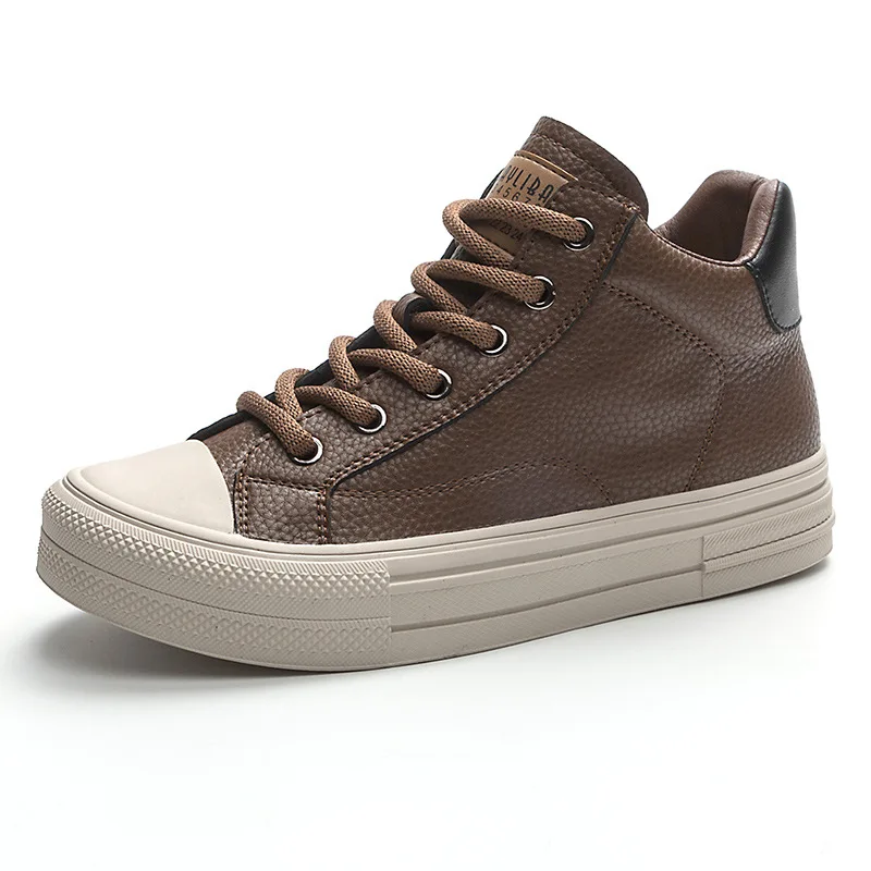Genuine leather high top shoes for women in autumn 2023, new casual soft sole lace up retro color matching small white shoes