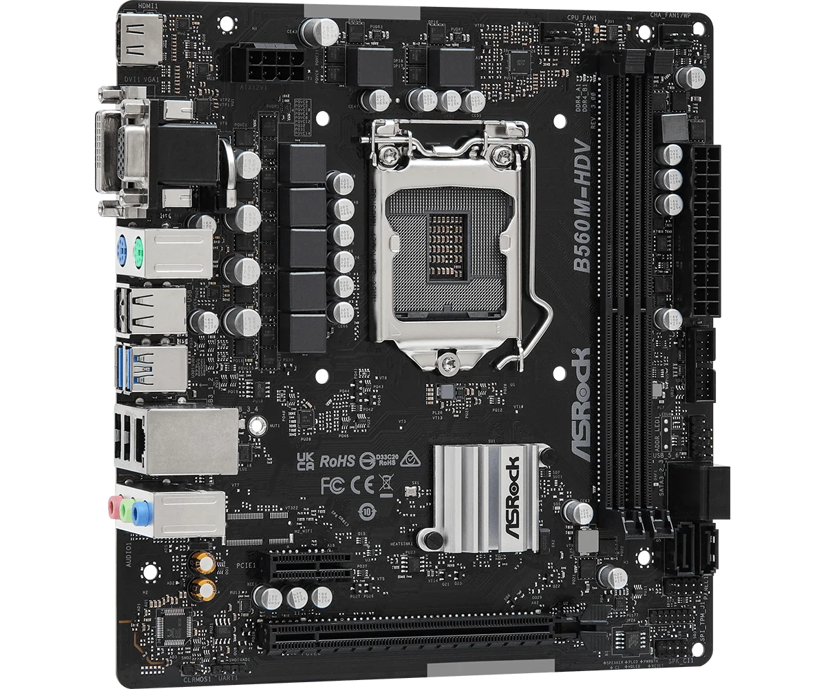 ASROCK B560M-HDV R3.0 Motherboard Intel B560 LGA1200 DDR4 64GB
