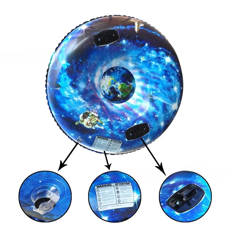 Inflatable Ski Ring PVC Sledding Tube Thicken Snow Tubing Winter Snow Tube With Handle Kids Racer Christmas Skii Sled Board