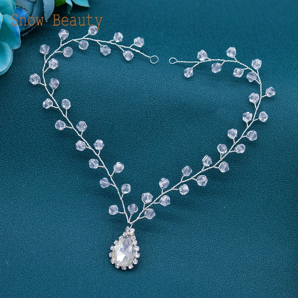 A457 Crystal Women Forehead Headband Wedding Hair Chain Bride Headpiece Headwear Bridal Hair Accessories Gift Ornament