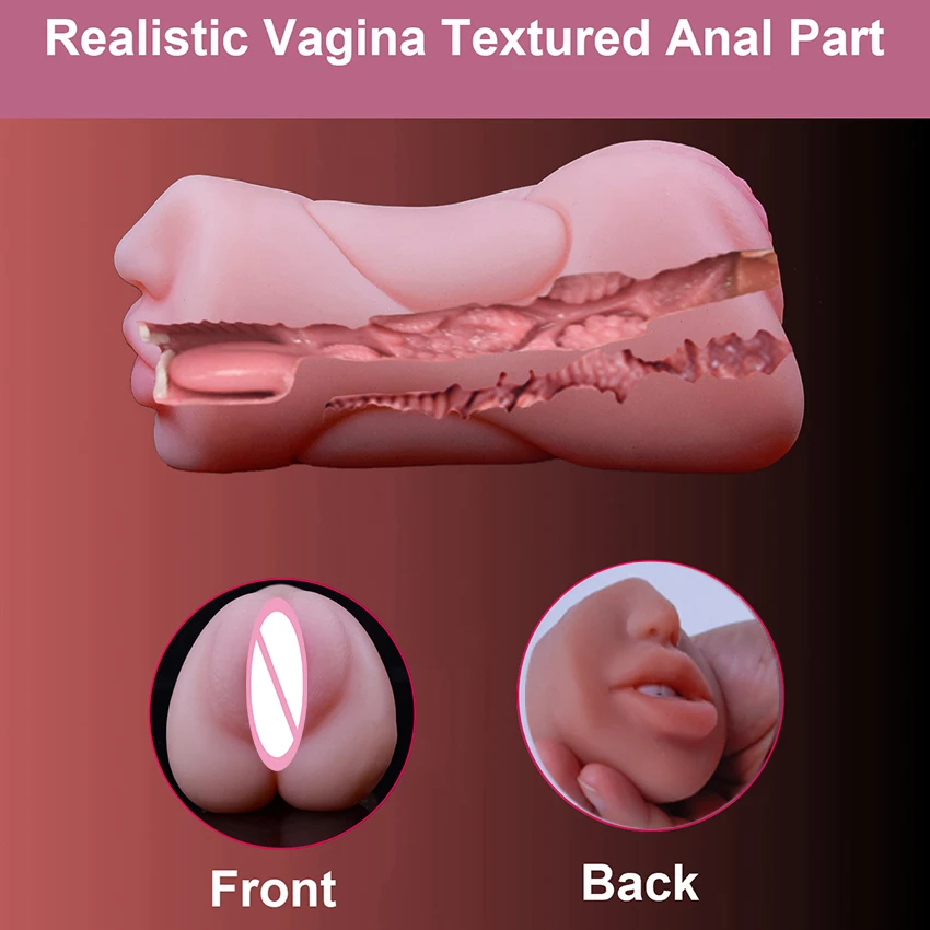 3 In 1 Vagina Stick Male Masturbator Sex Toys For Men Realistic Artificial Rubber Pussy Masturbation Real Oral Sexitoys Adult 18 male masturbator