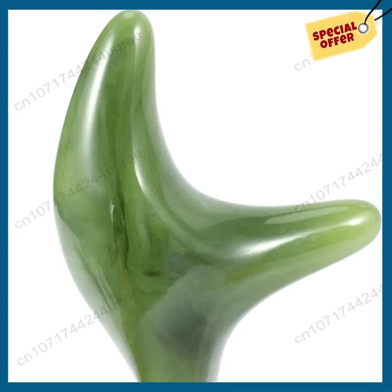 -A15I 4X 천연 녹색 밀랍 옥 얼굴 Gua Sha 트리플 코너 마사지 보드 막대 바디 발 경혈 스틱 건강 도구