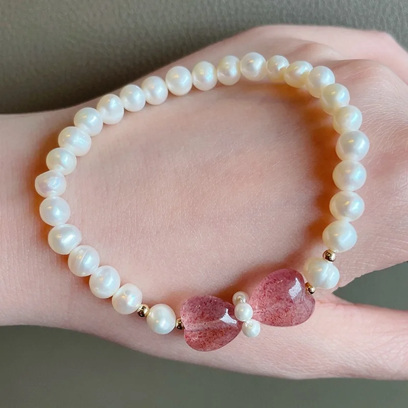 Sfe0991ae016645f3bab20cc177c88f69w New Design Sweet Vintage Pearl Lily Flower Bracelet for Women Korean Cute Tassel Pink Peach Pendant Bracelet Aesthetic Jewelry Mallzona