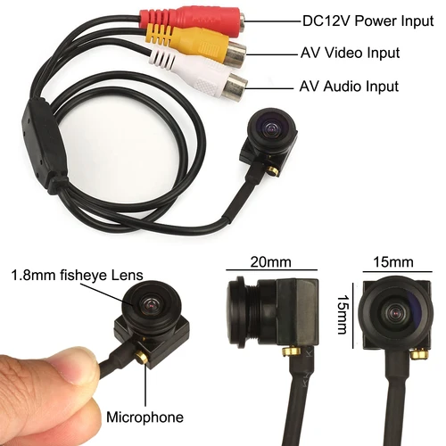 CCTV 1/3 소니 CCD 1000TVL 1.8mm 광각 HD 보안 감시 카메라, 오디오 마이크 포함 2