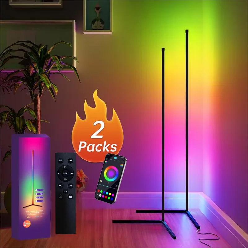 2PC/1PC LED Floor Lamp, 160CM/63IN RGB Corner Lamp Works with APP/Remote Control, Smart Corner Light with 16 Million DIY Colors, 1