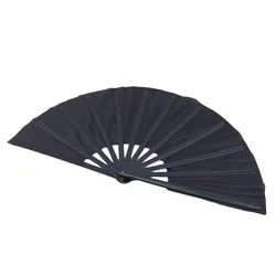 Elegant Large Kung Fu Sound Fan for Performances and Cooling (Black)