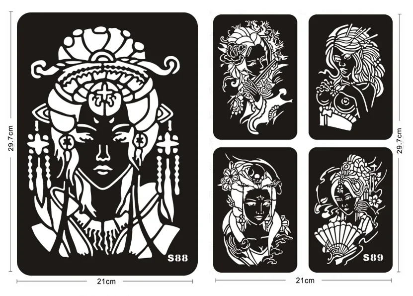 Reusable Henna Tattoo Stencils for Painting Dragon Flower Flames Airbrush Stencils Templates Diy Body Arm Pochoir Tatoo