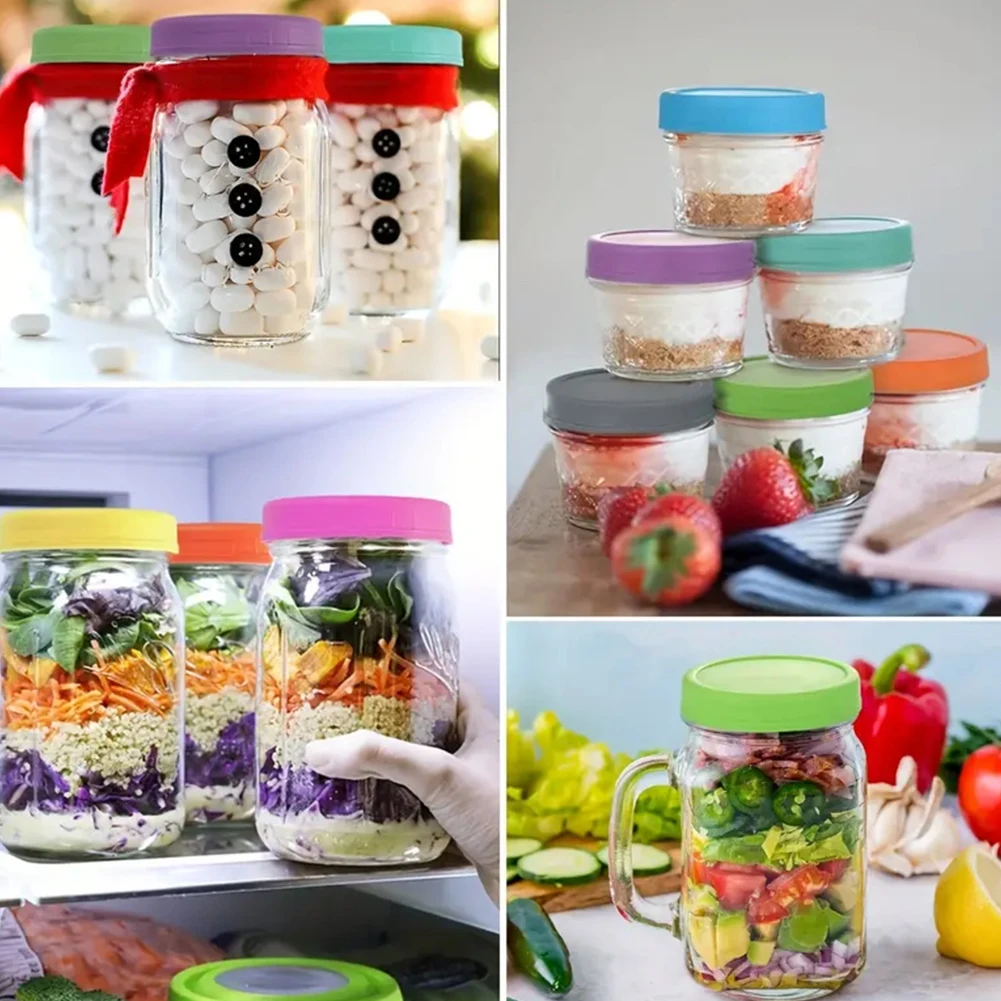 Kitchen Utensils Reusable Plastic Mason Jar Lids 12pcs For Wide Mouth Jar