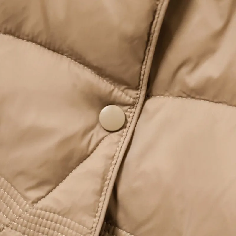 2023 New Women White Duck Down Jacket Winter Coat Female Short Thin Small Fellow Parkas Outwear Fashionable Cardigan Overcoat