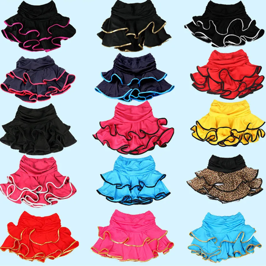 

Latin Dance Skirt Girls inside with Shorts Kids Mini Skirt Ballroom Samba Chacha Dancing Dress