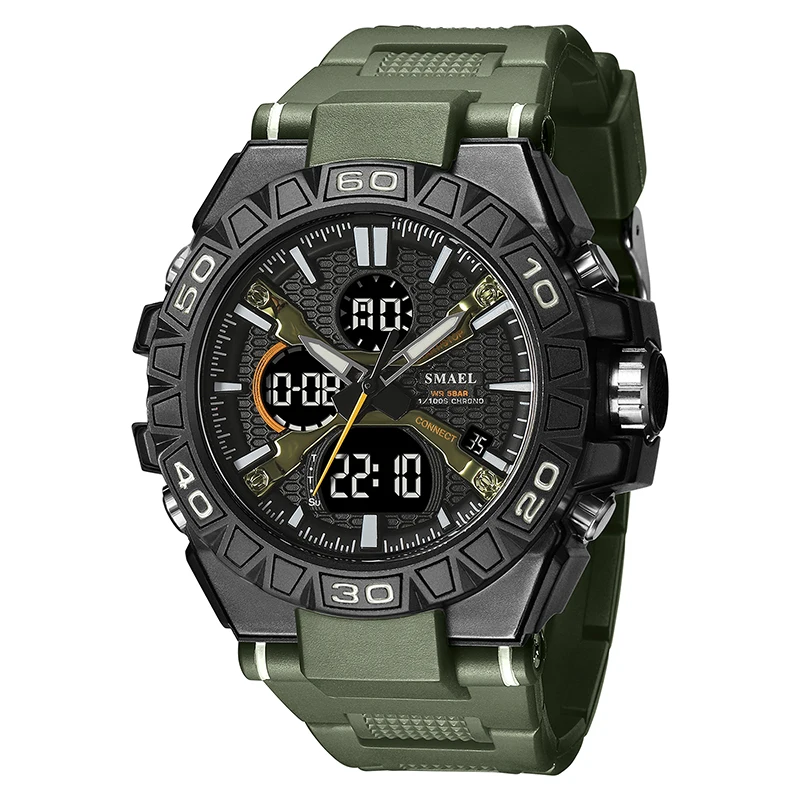 

Top Brand Men Military Sports Watches 50M Waterproof Dual Display Quartz Watch Chronogra