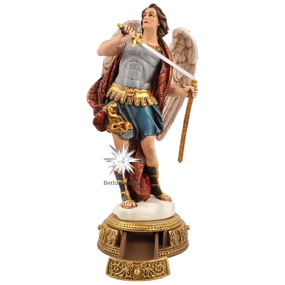 

25.5cmH Archangel Saint Michael Statue Archangel St. Michael Resin Sculpture Famous Angle Statues For Home Decor Handcrafts