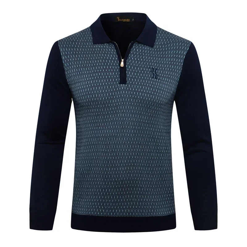 

BILLIONAIRE OECHSLI Sweater wool men's 2024 new warm fashion zipper knitting embroidery high quality big size M-5XL