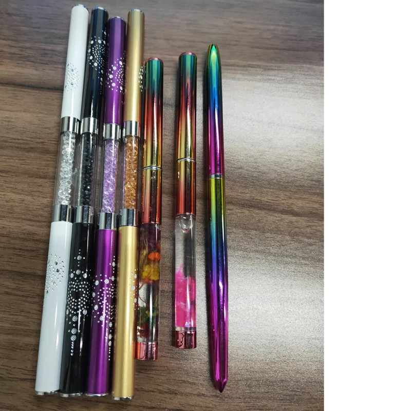 

7styles 2-heads Acrylic nail brushes 3D Nail art hair fur nail brush pen for acrylic design builder/UV gel nail polish gel brush