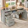 61'' Executive Office Desk with 5 Drawers, Computer Desk with Charging Station, File Drawers & Storage Cabinet, Home Office Desk 1