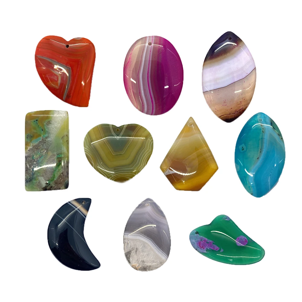 

5 Pcs Exquisite Natural Stone Moon Shape Agate Pendant 25-55mm Color Charm Fashion Cute DIY Necklace Stud Earrings Accessories