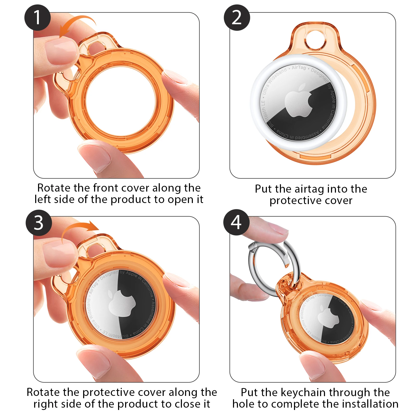AirTag Holder with Keychain - Protective Hard Shell Anti-Drop Case