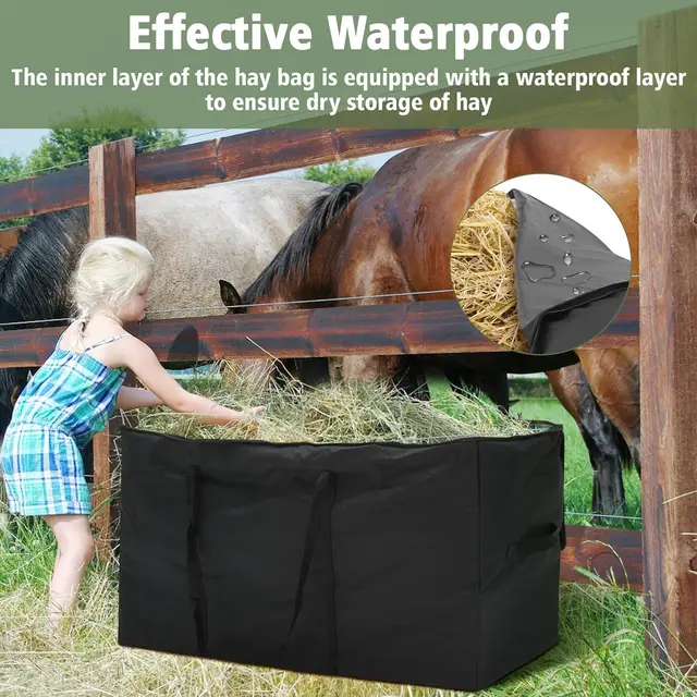 1 Pack Hay Bale Bag Waterproof  Capacity Hay Bags for Horse Cattle Goats Sheep Hay Bag with Waterproof Layer 4