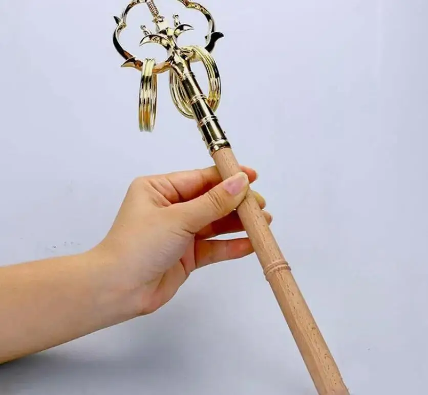 14" 35cm Copper khakkhara Xizhang Monk Staff Buddhist monk's walking stick 6