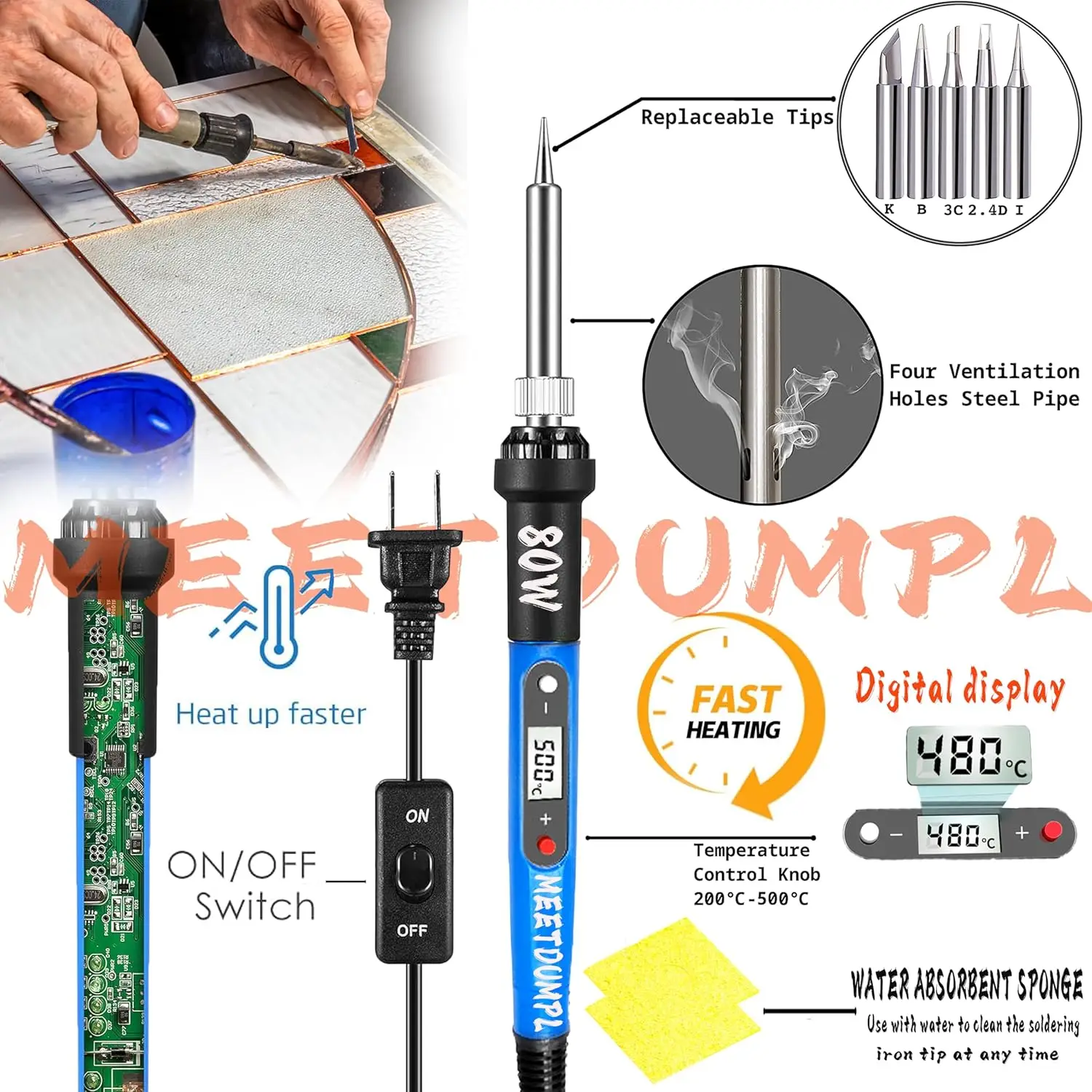 Glass Kit，Stained Glass Kits for Adults，Glass Grinder，Stained Glass Grinder，5/8" + 1" Diamond Grinder Bit,80W Soldering Iron Kit 5