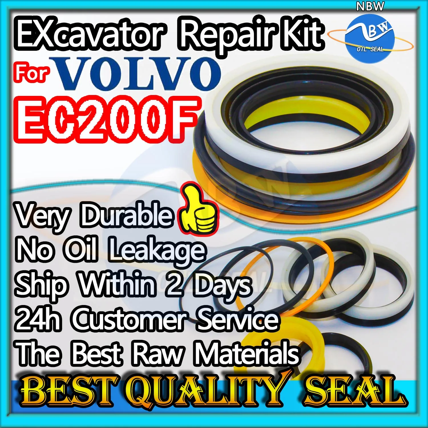 

For VOLVO EC200F High Quality Oil Seal Kit Excavator Repair Bushing Control Pilot Valve Blade TRAVEL Joystick Engine O-ring BOOM