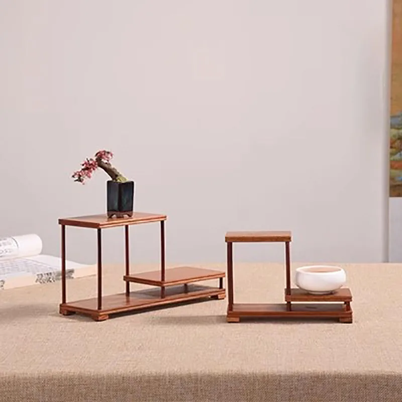 Solid Wood Kung Fu Tea Set Storage Rack, Tea Pot, Tea Cup, Jade Ware, Storage Display Rack, Small Bo Gu Frame