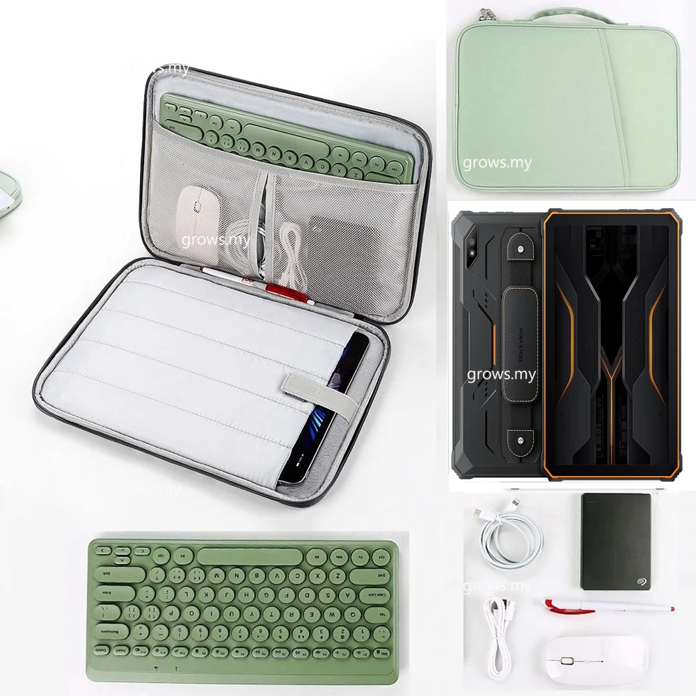 Bolsa de Armazenamento para Tablets Blackview Active Pro 10.36 Manga Punho Bolsa com Zíper Cabo Mouse Teclado Estojo Impermeável 2023