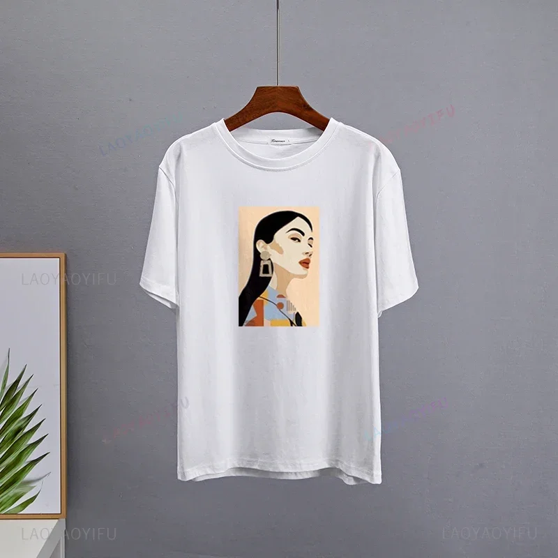

Chic Printed T Shirts Women Summer Short-sleev Casual Tees Aesthetic Graphic Clothes Loose Fashion Streetwear Female Cotton Tops