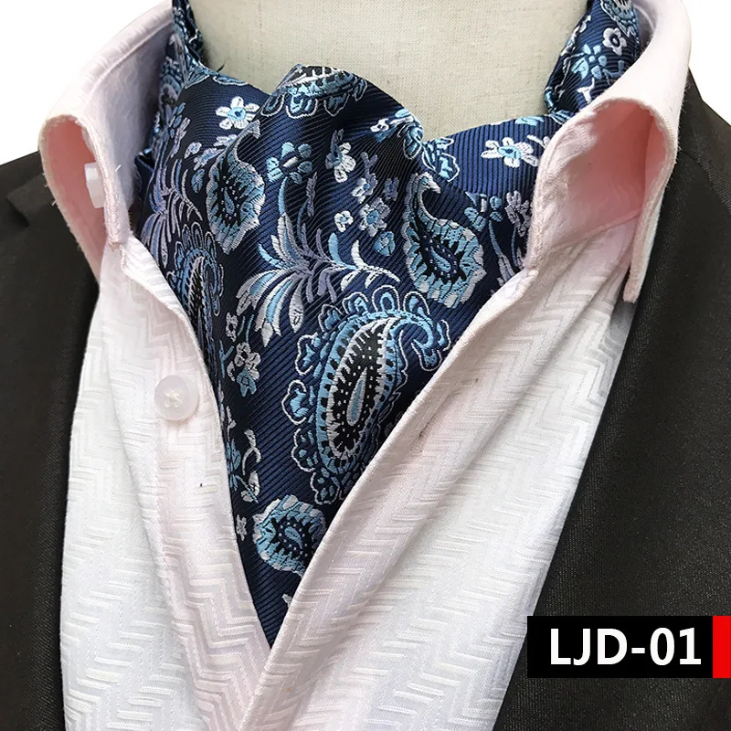 1pc Mens Cravat Tie Silk Ascot Paisley Scarf Self Ties Pocket