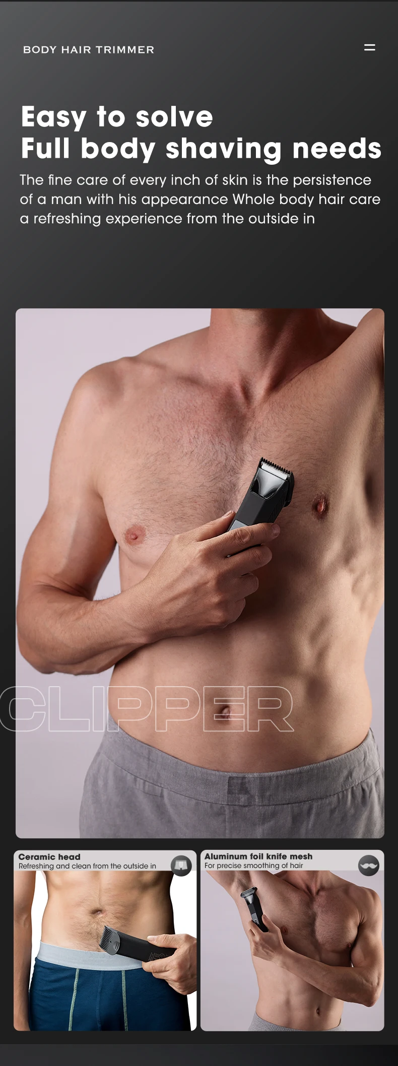 Groin & Body Hair Trimmer –Dual-Head Safe Trimmer & Foil Blades, Waterproof Wet/Dry Groomer USB-C Rechargeable with Travel Lock