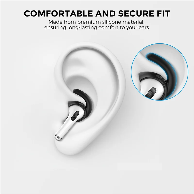 Crochets d'oreille coordonnants en silicone souple pour Apple AirPods, housses de support d'oreille, support de poignée d'oreille, sport, blanc, génération 3, 3 paires 5
