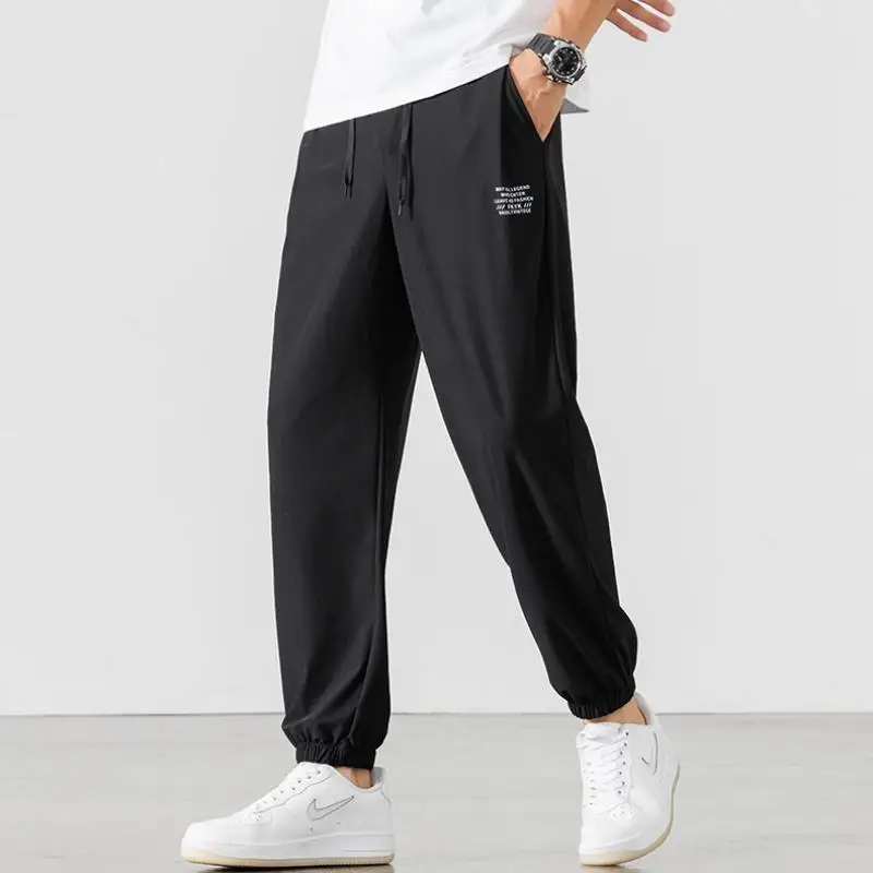 9xl 8xl Men's Nylon Ice Silk Spring Summer Elastic Waist Streetwear Wide Leg Pants Loose Casual Big Size Trousers for Men casual pants