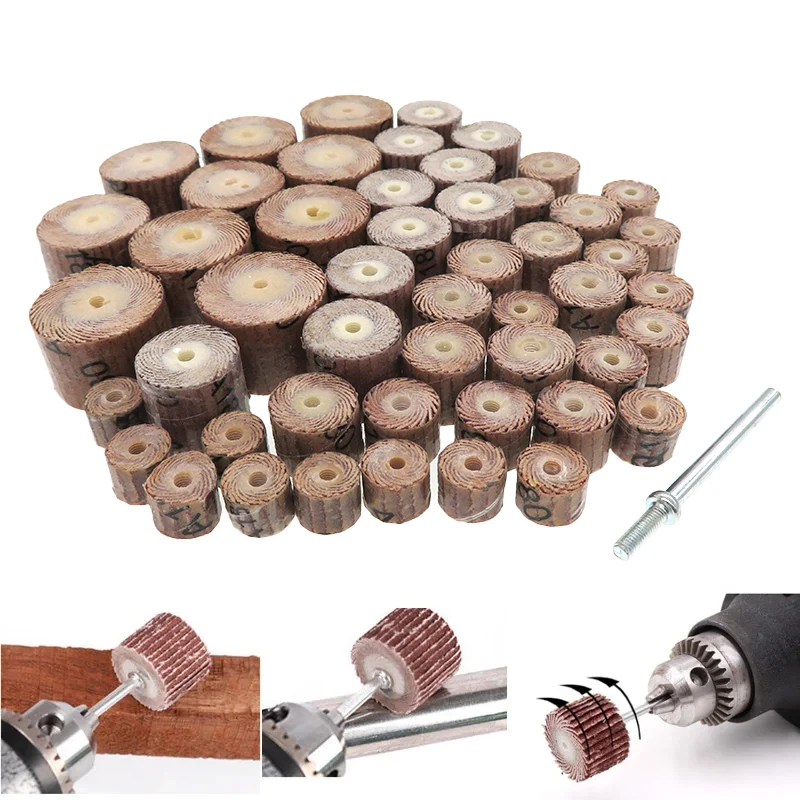 CMCP Sandpaper 10pcs 120 Grit Sanding Flap Disc With 3.0mm Mandrel - View #2
