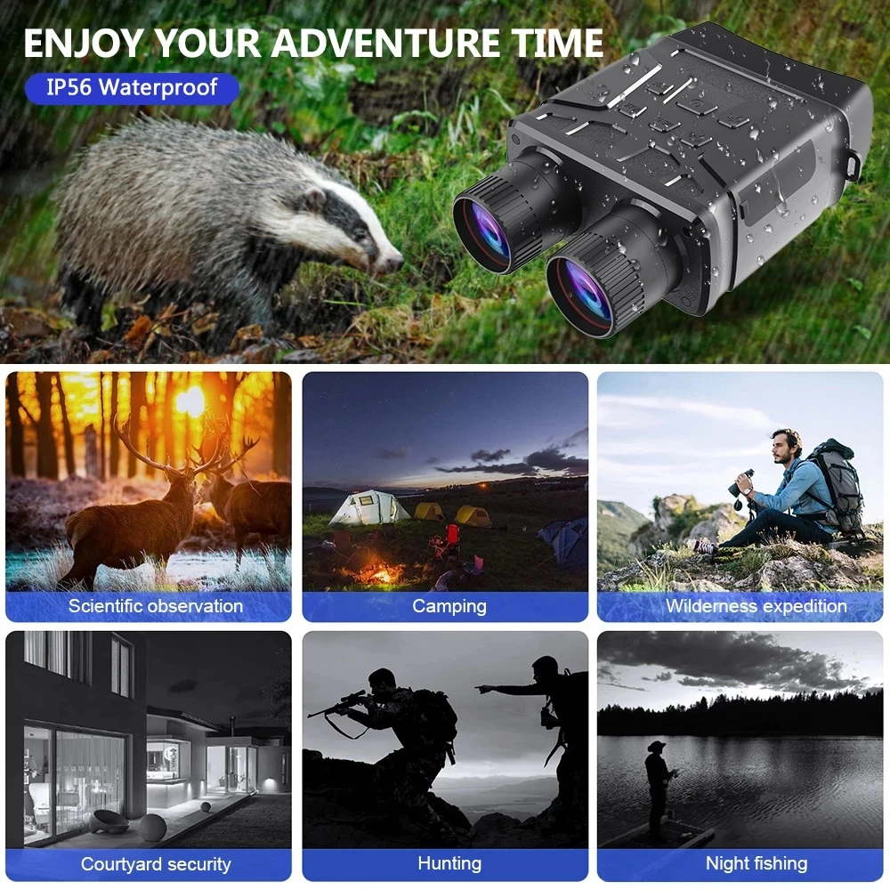 Digital Zoom 300m Binoculars Night Vision Device R6 850nm Infrared 1080P HD 5X Digital Zoom Telescope Outdoor Day Night Dual Use