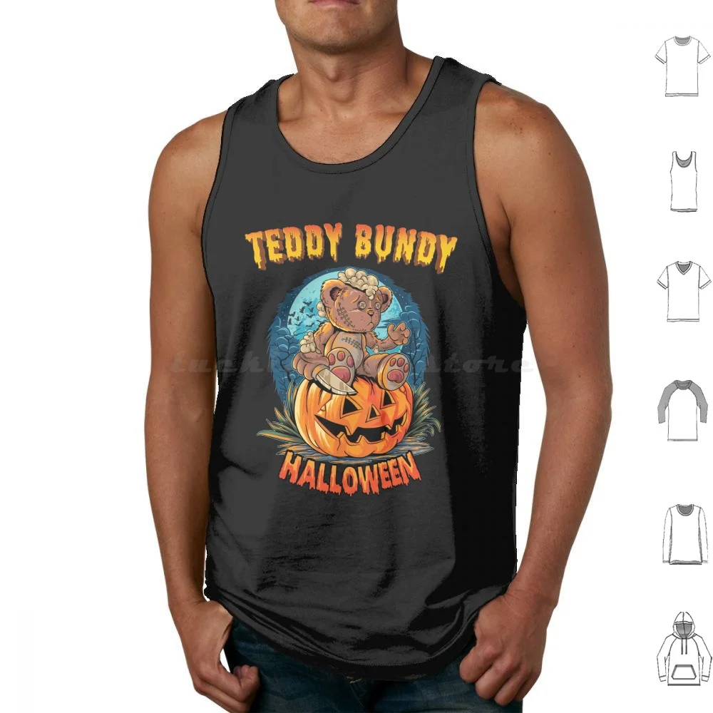 Teddy Bundy Halloween Canotte Gilet Senza Maniche Halloween Spettrale Divertente Grafica Horror Coltello Adulti Teddy Bear Zombie Night