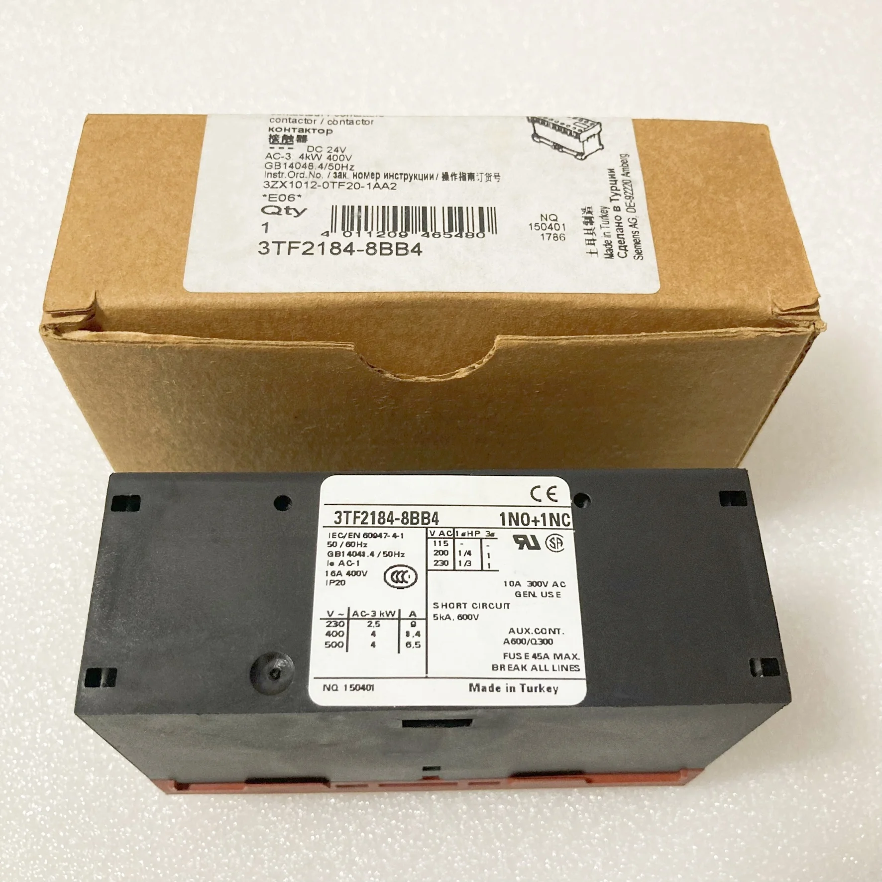 

Совершенно новая и оригинальная упаковка 3TF2184-8BB4 Контактное реле
