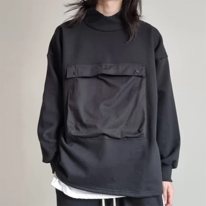 

Мужская весенне-осенняя новая индивидуальная модель с трехмерным карманом модная повседневная толстовка большого размера с воротником-стойкой в стиле High Street