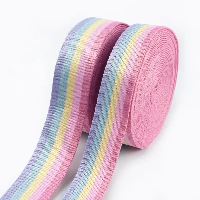 5/10미터 레인보우 웨빙 테이프 25/32mm 백팩 벨트 장식 밴드 DIY 바이어스 바인딩 허리띠 애완동물 목줄 리본 바느질 액세서리