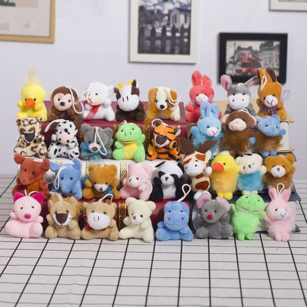 

Mini Animal Plush Toy Small Stuffed Animal Hanging Ornament Keychain Bag Car Pendant Key Charms For Kids